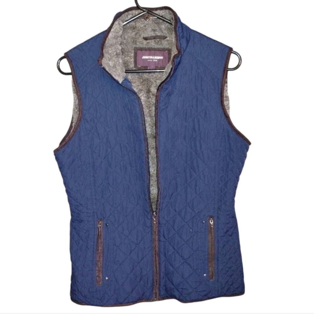 Johnston & Murphy like new quilted Blue vest with brown accents size M